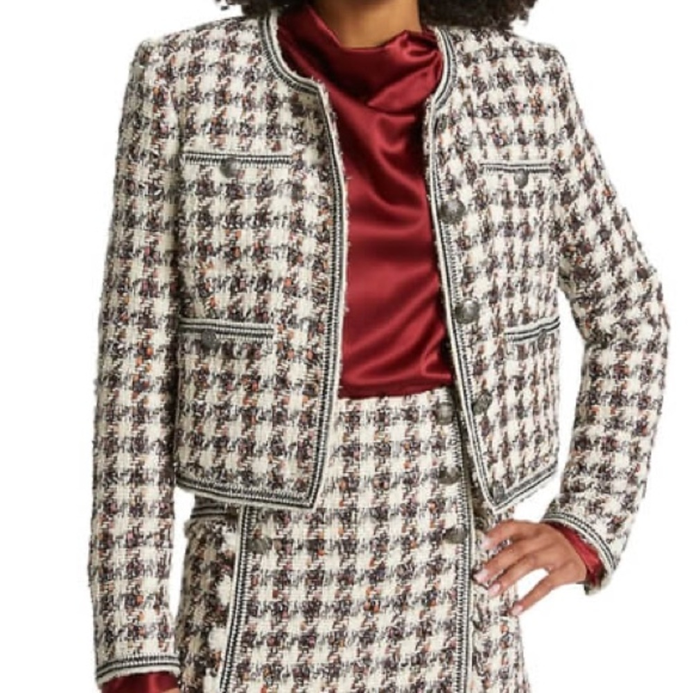 Veronica Beard | Critane Tweed Single-Breasted Houndstooth Jacket